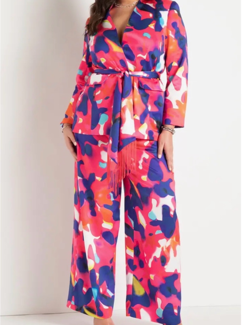 Eloquii Color drip Kimono Blazer and Pants Set